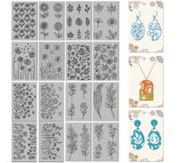 CHGCRAFT 16 Sheets Plants and Flower Clay Texture Mat Dandelions Pattern Polymer Clay Texture Sheets DIY Tools for Pottery Earring Jewelry Making Stamp Engraving Machines, 4x2.6inch