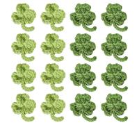 CHGCRAFT 16PCS Crocheted Artificial Clovers Knitted Lucky Clover St Patrick's Day Decorations Shamrocks Artificial Plant Ornaments for Home Kitchen Decor DIY Crochet Arrangement