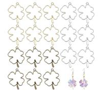 CHGCRAFT 18 Pcs 3 Color Open Bezel Pendant Plated Clover Charms Alloy Hollow Frame Pendant for Resin Jewellery Making DIY Earring Keychain Necklace Kit, 1.75×1.3×0.14 inch