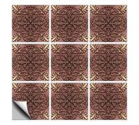 CHGCRAFT 18 Pcs Metal Retro Pattern Tile Sticker Geometric Simulated 3D Peel and Stick Wall Tile Stickers Waterproof Self Adhesive Stick on Decals for Kitchen Bathroom Wall Art Decor 6×6 Inch