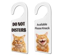 CHGCRAFT 2 Pack Acrylic Transparent Cat Do Not Disturb Sign Door Hanger Sign Please Do Not Disturb and Please Knock Door Hangings Acrylic Engraved Signs for Office Home and Meeting Session