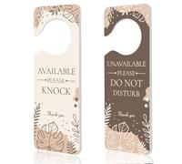 CHGCRAFT 2 Pack Bohemian Style Do Not Disturb Sign Door Hanger Sign Plants Leaves Pattern Please Knock Door Signs Acrylic Engraved Hanging Signs for Office Home and Meeting Session