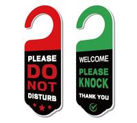 CHGCRAFT 2 Pack Do Not Disturb Sign Door Hanger Sign Please Do Not Disturb and Please Knock Door Hangings Acrylic Engraved Signs for Office Home and Meeting Session, Red and Green