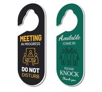 CHGCRAFT 2 Pack Do Not Disturb Sign Door Hanger Sign Please Do Not Disturb and Please Knock Door Hangings Acrylic Engraved Signs for Office Home and Meeting Session, Black and Green