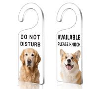 CHGCRAFT 2 Pack Dog Do Not Disturb Sign Door Hanger Sign Corgi Pattern Please Knock Door Signs Acrylic Engraved Hanging Signs for Office Home and Meeting Session