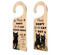 CHGCRAFT 2 Pack Don't Let The Cat Out and Don't Let The Cat Leave Here Door Sign Acrylic Hanger Flowers Door Sign for Pet Themed Home Decor