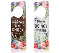 CHGCRAFT 2 Pack Flower Plants Do Not Disturb Sign Door Hanger Sign Butterflies Pattern Please Knock Door Signs Acrylic Engraved Hanging Signs for Office Home and Meeting Session