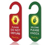 CHGCRAFT 2 Pack Knock Gesture Do Not Disturb Sign Door Hanger Sign Gesture Pattern Please Knock Door Signs Acrylic Engraved Hanging Signs for Office Home and Meeting Session