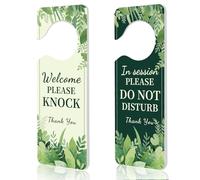 CHGCRAFT 2 Pack Leaves Do Not Disturb Sign Door Hanger Sign Green Plants Pattern Please Knock Door Signs Acrylic Engraved Hanging Signs for Office Home and Meeting Session