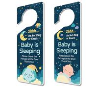 CHGCRAFT 2 Pack Moon and Earth Do Not Disturb Sign Door Hanger Sign Baby is Sleeping Please Knock Door Hangings Acrylic Engraved Signs for Office Home and Meeting Session