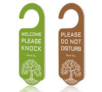 CHGCRAFT 2 Pack Natural Plants Do Not Disturb Sign Door Hanger Sign Tree of life Pattern Please Knock Door Signs Acrylic Engraved Hanging Signs for Office Home and Meeting Session