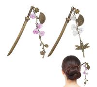 CHGCRAFT 2 Pcs Japanese Hair sticks Alloy Hairstyle Sticks Hair Chopsticks for Women Alloy Hair Pins with Tassel Hairstyle Accessories