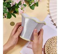 CHGCRAFT 2 Pcs Silver Cloth Clip On Small Chandelier Replacement Lamp Shades, for Pendant Table Wall Floor Lamps Home Lighting Decor Accessories 5.3x4.6 Inch