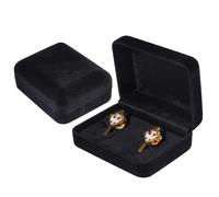 CHGCRAFT 2 Pcs Velvet Cufflink Box Black Flocking Storage Box Jewelry Display Box for Engagement Birthday Anniversary, 2.99×2.4inch