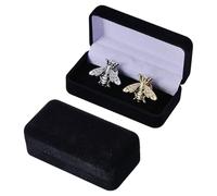 CHGCRAFT 2 Pcs Velvet Cufflink Tie Clip Box Black Flocking Storage Gift Jewelry Display for Engagement Birthday Anniversary, 2.99x1.54 inch