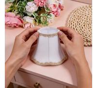 CHGCRAFT 2 Pcs White Cloth Clip On Small Chandelier Replacement Lamp Shades Set, for Pendant Table Wall Floor Lamps Home Lighting Decor Accessories 5.3x4.6 Inch