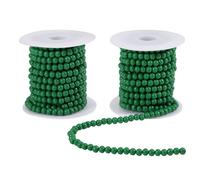 CHGCRAFT 2 Roll 32 Feet Christmas Wooden Bead Garland Christmas Tree Wood Bead Strands for Holiday Decorations, Green