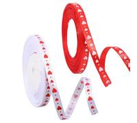 CHGCRAFT 2 Rolls 2 Style Heart Satin Ribbon 49 Yards Single Face Polyester Ribbon with Heart Printed for Floral Arrangement Craft Supplies, Mixed Color