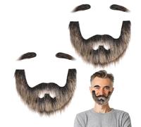 CHGCRAFT 2 Sets Christmas Self Adhesive Fake Mustache Set Self Adhesive Fake Eyebrows and Beards for Cosplay Costume Supplies Halloween Festival Party, Dark Golden