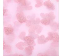 CHGCRAFT 2 Yards Glitter Heart Tulle Fabri Embroidery Lace Cloth Fabric Heart Shapes Nylon Fiber for Sewing Wedding Bridal Cloth DIY Crafts Supplies, Pearl Pink, 67.32x 0.001inch