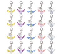 CHGCRAFT 20 Pcs 5 Styles Angel Glass Seed Beads Pendant with Lobster Clasp Charm Angel Wings Charm for Necklace Bracelet Earring Keychain DIY Craft Jewelry Making