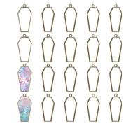 CHGCRAFT 20 Pcs Alloy Open Bezel Blank Coffin Shape Hollow Pendants Open Frame Pendant Charms for Resin Jewelry Making DIY Earring Keychain Necklace Kit, Antique Bronze, 21×42mm