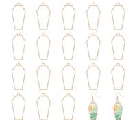 CHGCRAFT 20 Pcs Alloy Open Bezel Blank Coffin Shape Hollow Pendants Open Frame Pendant Charms for Resin Jewellery Making DIY Earring Pendant Keychain Necklace Kit, Gold, 21×42mm