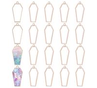CHGCRAFT 20 Pcs Alloy Open Bezel Blank Coffin Shape Hollow Pendants Open Frame Pendant Charms for Resin Jewelry Making DIY Earring Keychain Necklace Kit, Rose Gold, 21×42mm