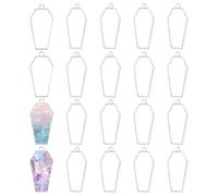 CHGCRAFT 20 Pcs Alloy Open Bezel Blank Coffin Shape Hollow Pendants Open Frame Pendant Charms for Resin Jewelry Making DIY Earring Keychain Necklace Kit, Silver, 21×42mm
