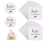 CHGCRAFT 200 Pcs 2 Style His Favorite Her Favorite Stickers Wedding Candy Favor Stickers Self Adhesive for Wedding Party Dessert Snack Bag Guest Gift