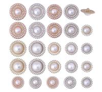 CHGCRAFT 24 Pcs 12 Style Rhinestone Pearl Buttons Pearl Sew On Rhinestones Decorative Sewing Buttons for Blazer Suits Sport Coat Uniform Jacket Sewing Craft