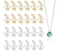 CHGCRAFT 24 pcs 2 Colors Branch Leaf Base Pendant Setting Brass Twig Branch Base Blank Leaves Pendants for DIY Necklace Jewelry Earrings Crafts Supplies, 2 Colors, 1.53x0.87x 0.02inch