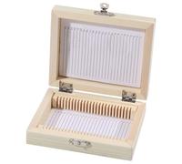 CHGCRAFT 25 Place Wooden Microscope Slides Holder Microscope Slide Storage Boxes Iron Clasps Hinged Storage Microscopes Slide Holder Case Beige 5.12x4.25x1.38 Inch