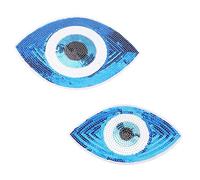 CHGCRAFT 2Pcs Evil Eye Iron on Sequin Patches Sew on Sequin Patches Embroidered Patches with Glittered Appliques Glitter Repair Patch for Clothing Jeans T-Shirt Hoodies, Blue 101mm 175mm