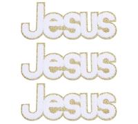 CHGCRAFT 3 Pcs Jesus Chenille Letter Patch Iron On Letters for Clothes Alphabet Patches Sew Embroidered Patches Letter Sew On Patches for Jackets Hats Backpacks Jeans DIY Accessories, 3.3×7.95 inch