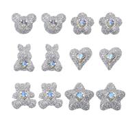 CHGCRAFT 30 Pcs 6 Style Resin Rhinestone Cabochons Rhinestone Case Charms Junk Phone Case Charms for DIY Clothes Sewing Beads Phone Case Decorations