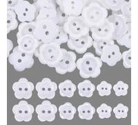 CHGCRAFT 300 Pcs 3 Style Flower Shape Buttons 2 Holes Coat Button Decorative Resin Sewing Buttons for Sewing Craft, White, 11 mm/12 mm/15 mm