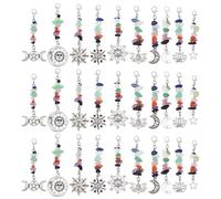 CHGCRAFT 30pcs 10 Style Gemstone and Pendant Keychain Alloy Pendant Decoration with Natural Gemstone and Alloy Lobster Claw Clasps for Purse Backpacks Car Keys Accessories, 2.7inch