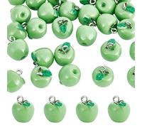 CHGCRAFT 30Pcs Green Fruit Fruit Charms Resin Fruit Pendants 3D Dangle Pendant Ornaments with Hanging Loops for Earring Bracelet Necklace Keychain, 15x12mm