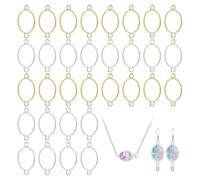 CHGCRAFT 32 Pcs 2 Color Oval Open Blank Connector Alloy Open Bezels Open Back Bezel Pendants Hollow Frame Charms for DIY UV Resin DIY Jewelry Earring Making