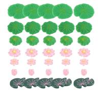 CHGCRAFT 35 Pcs 7 Style Miniature Resin Water Lily Pads Miniature Artificial Floating Lotus Flowers Tank Decoration for Terrariums Fairy Garden Pool Patio Pond Wedding Decor