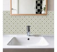 CHGCRAFT 36 Pcs 4×4 Inch Bohemian Style Geometric Green Flowers Pattern Waterproof Self Adhesive Peel and Stick Wall Tile Decals, for Kitchen Bathroom Wall Art Decor