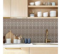 CHGCRAFT 36 Pcs 4 Style Wall Stickers Beige Geometric Pattern Peel and Stick Wall Tile Sticker Retro Brown Texture Pattern Waterproof Self Adhesive Stick on Tile Decals for Kitchen Bathroom, 4×4 Inch