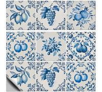 CHGCRAFT 36 Pcs 6 Style Tile Stickers Vintage Style Apple Peel and Stick Wall Tile Stickers Hand Drawn Fruits Waterproof Self Adhesive Stick on Tiles Decals for Kitchen Bathroom Wall Decor 4×4 Inch