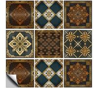 CHGCRAFT 36 Pcs 6 Style Wall Stickers Black Light Luxury Pattern Peel and Stick Wall Tile Sticker Minimalist Flower Waterproof Self Adhesive Stick on Tile Decals for Kitchen Bathroom Decor 4×4 Inch