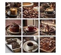 CHGCRAFT 36 Pcs 9 Styles Coffee Patten Tile Sticker Coffee Beans Patterns Wall Tile Stickers Waterproof Self Adhesive Stick on Tile Decals for Kitchen Bathroom Wall Art 4×4 Inch