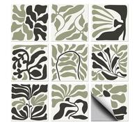 CHGCRAFT 36 Pcs 9 Styles Matisse Style Patten Tile Sticker Geometric Abstract Plants Pattern Wall Tile Sticks Waterproof Self Adhesive Stick on Decals for Kitchen Bathroom Wall Art 4×4 Inch