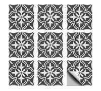 CHGCRAFT 36 Pcs Dark Grey Patten Tile Sticker Geometric Pattern Wall Tile Stickers Waterproof Self Adhesive Stick on Decals for Kitchen Bathroom Wall Art 4×4 Inch