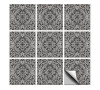 CHGCRAFT 36 Pcs Retro Dark Patten Tile Sticker Geometric Shapes Baroque Design Wall Tile Stickers Waterproof Self Adhesive Stick on Decals for Kitchen Bathroom Wall Art 4×4 Inch