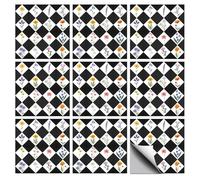 CHGCRAFT 36 Pcs Various Flowers Patten Tile Sticker Lattice Texture Shapes Wall Tile Stickers Waterproof Self Adhesive Stick on Decals for Kitchen Bathroom Wall Art 4×4 Inch